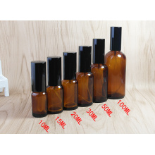 Amber Glass Bottles with Black Fine Mist Sprayers.